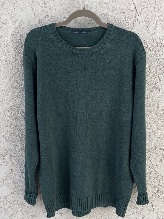 Brandy Melville Sweaters - Brandy Melville Green Heavyweight Cotton Crewneck Sweater Oversized Knit Italy